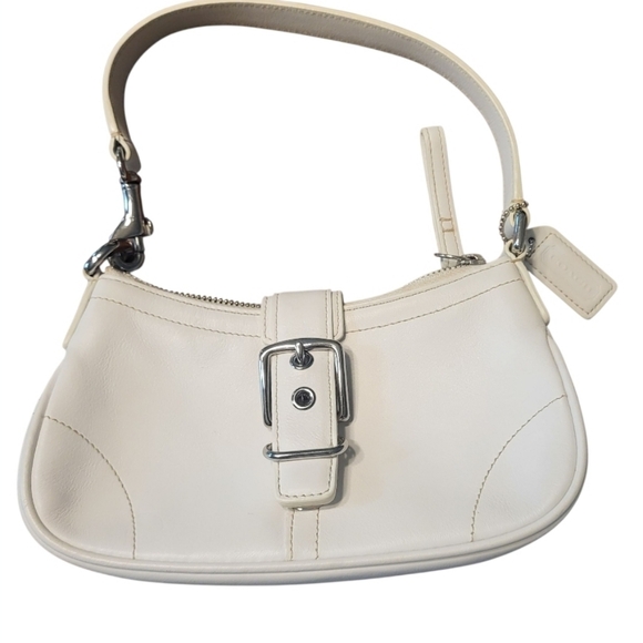 Coach Vintage 2004 Y2K Soho Flap Buckle White Leather Shoulder Bag Purse - Picture 1 of 16